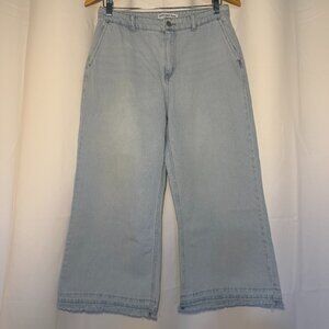 Marc New York Jeans Womens 8 Crop Wide Leg Light Wash Raw Hem High Rise Denim